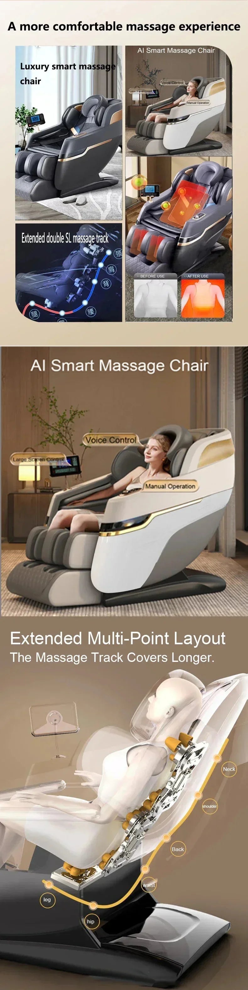 Full Bosy Airbag Massage Chair Zero Gravity Recliner, 3-Year Wareenty