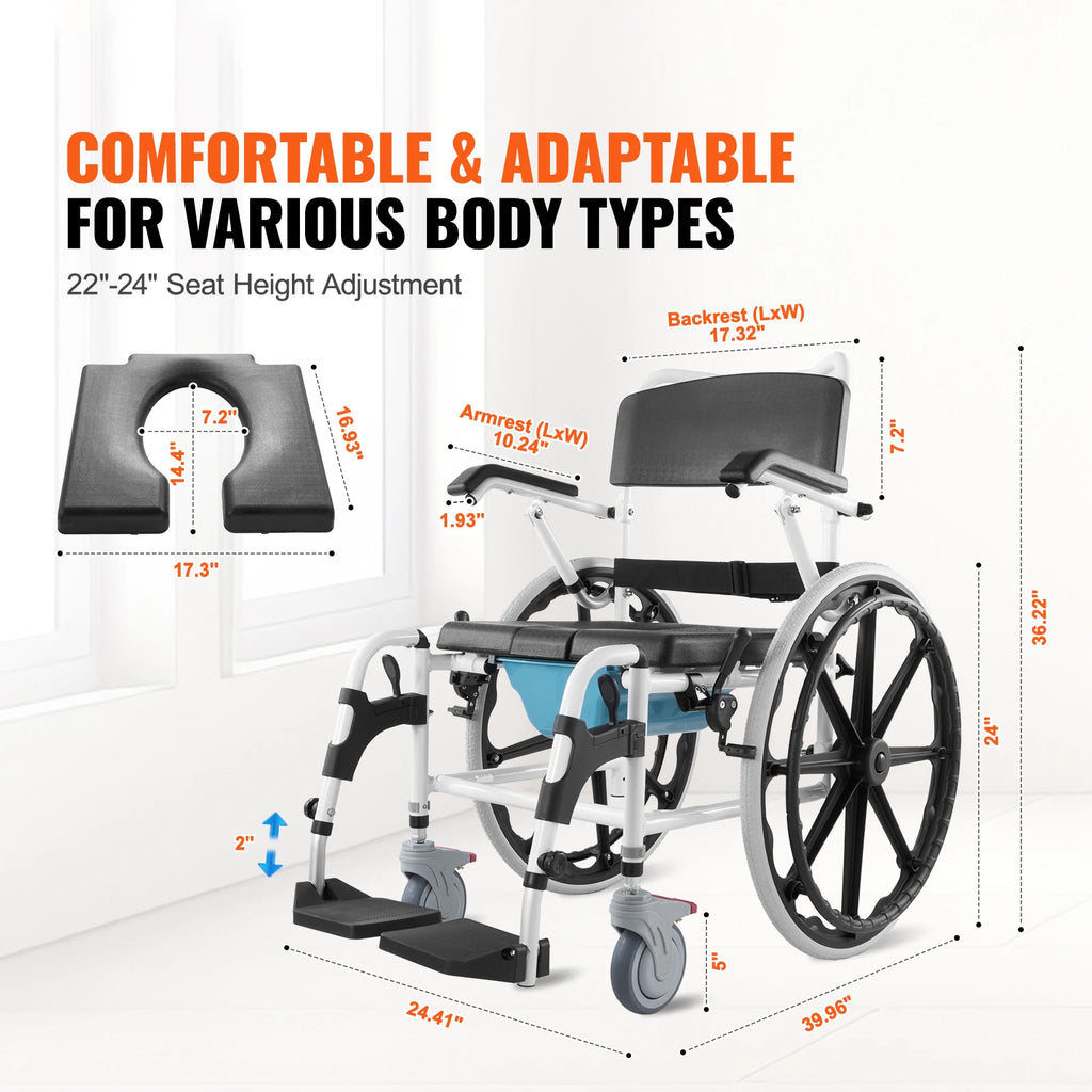 Shower Wheelchair Bathroom Adjustable Chair Disabled - Mobility Buy