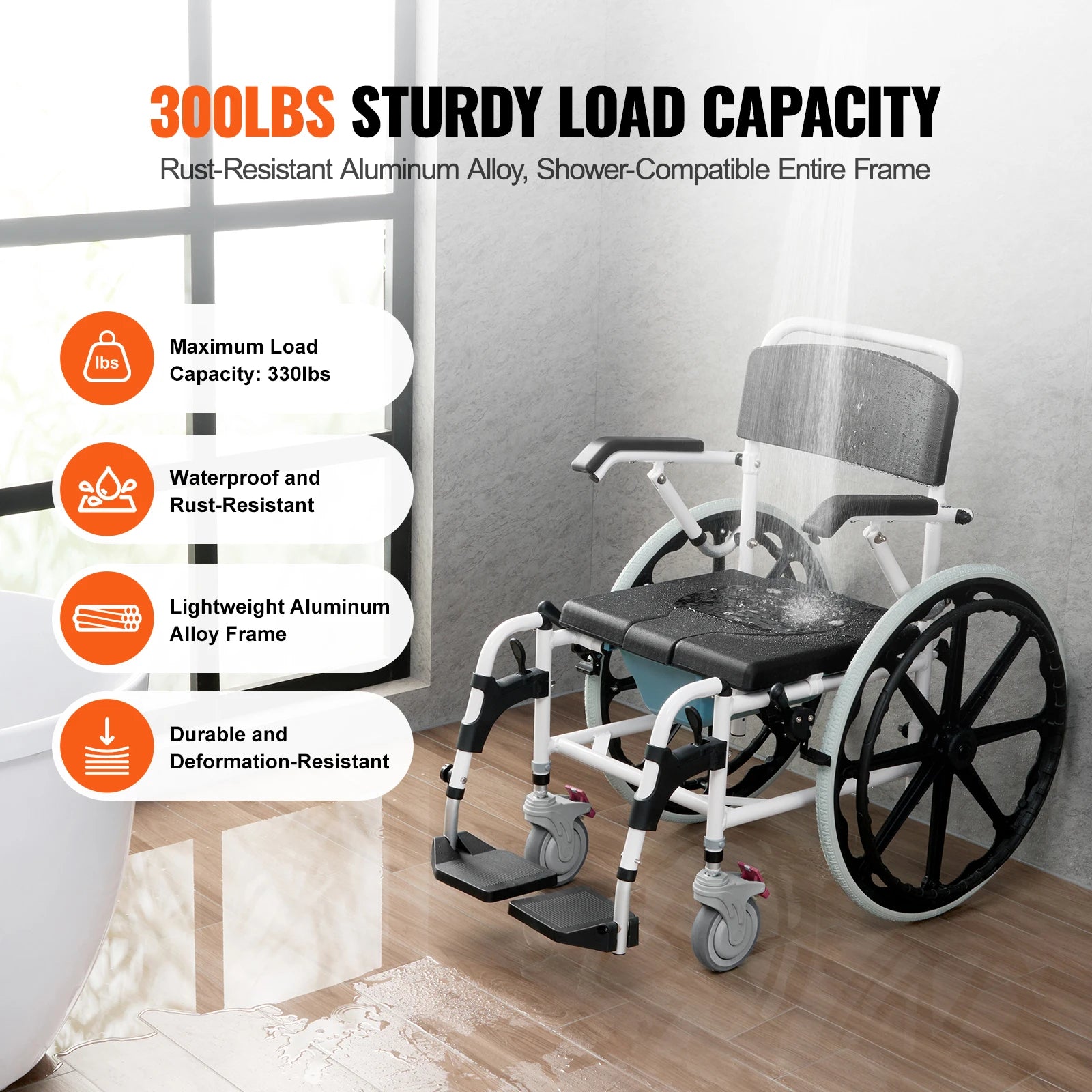 Shower Wheelchair Bathroom Adjustable Chair Disabled - Mobility Buy