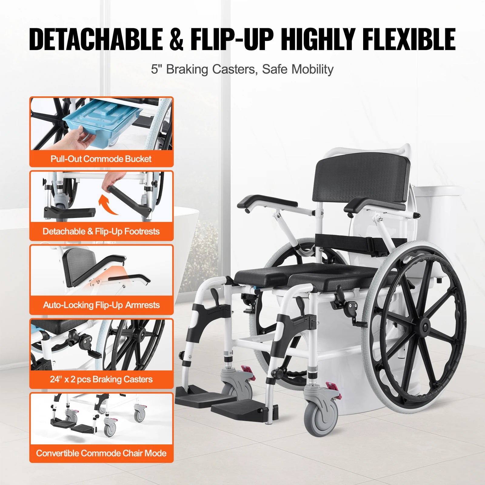 Shower Wheelchair Bathroom Adjustable Chair Disabled - Mobility Buy