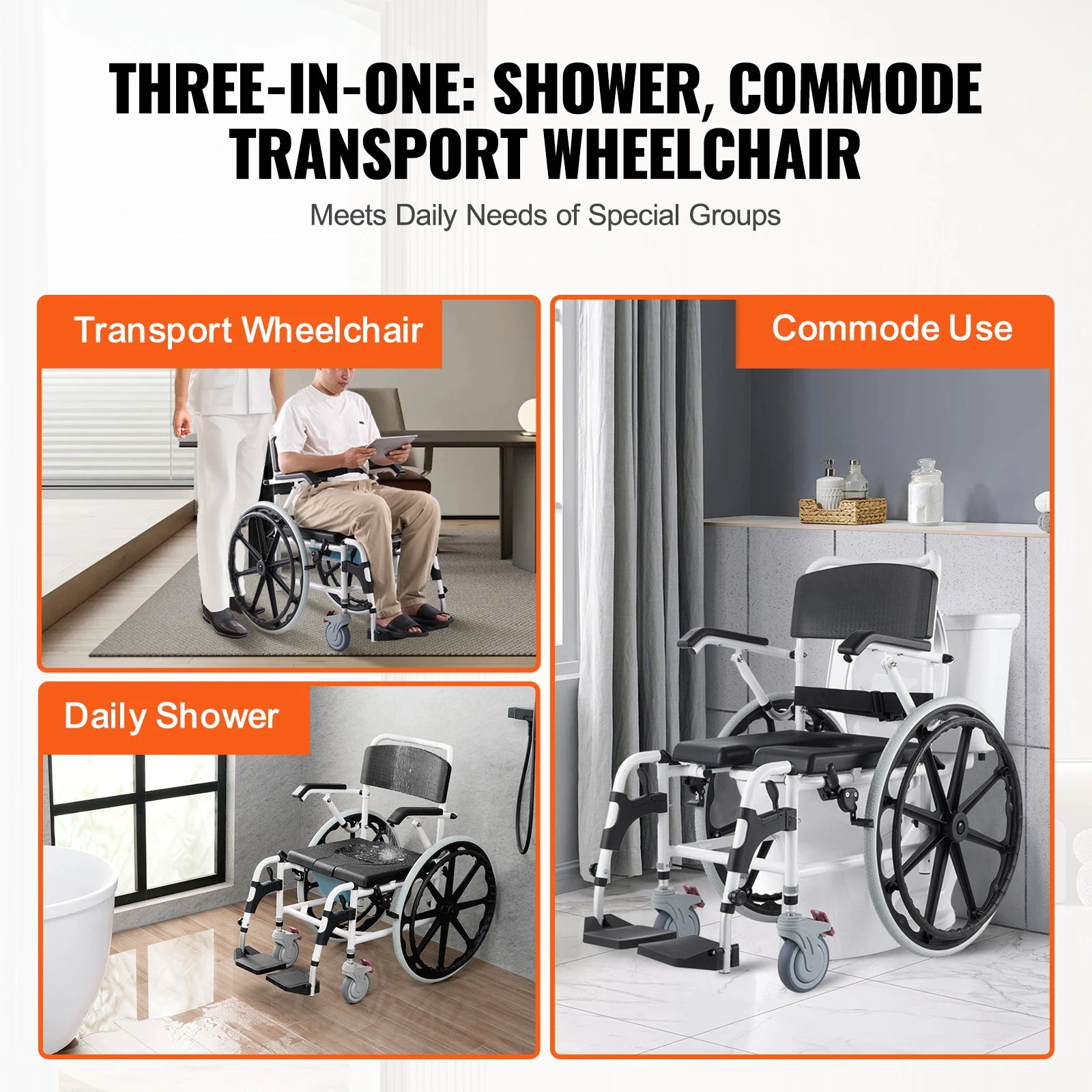 Shower Wheelchair Bathroom Adjustable Chair Disabled - Mobility Buy