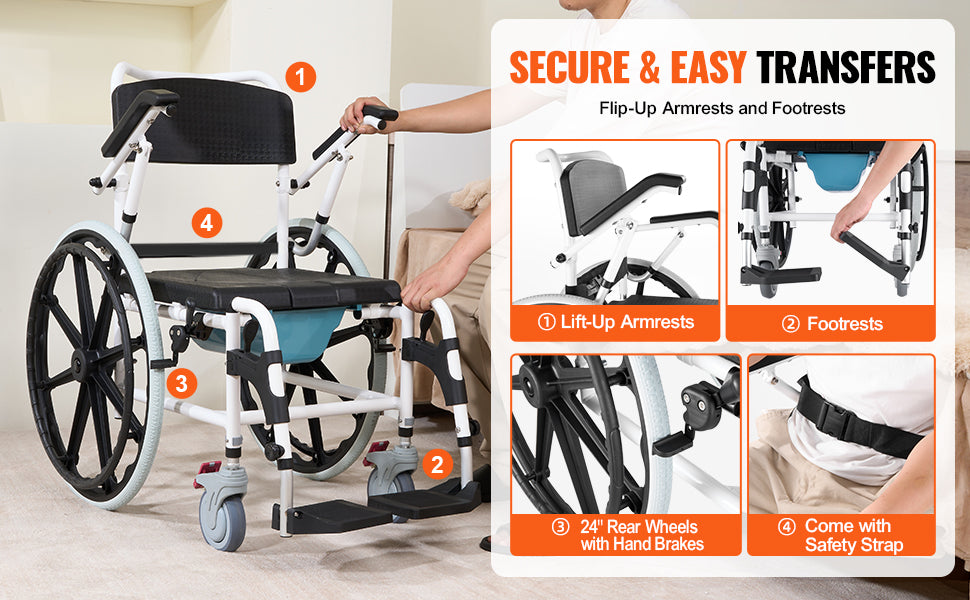 Shower Wheelchair Bathroom Adjustable Chair Disabled - Mobility Buy