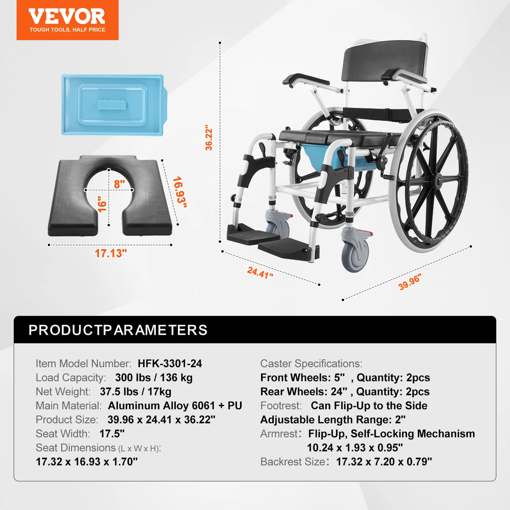 Shower Wheelchair Bathroom Adjustable Chair Disabled - Mobility Buy