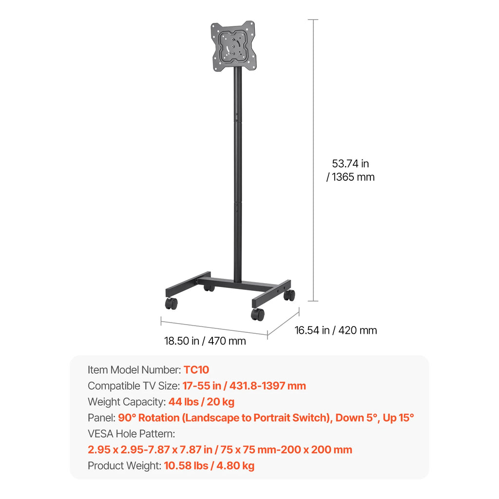 SucceBuy Universal Rolling TV Stand With Steel Frame And Wheels - Mobility Buy