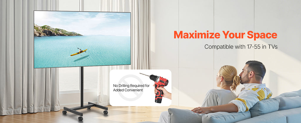 SucceBuy Universal Rolling TV Stand With Steel Frame And Wheels - Mobility Buy