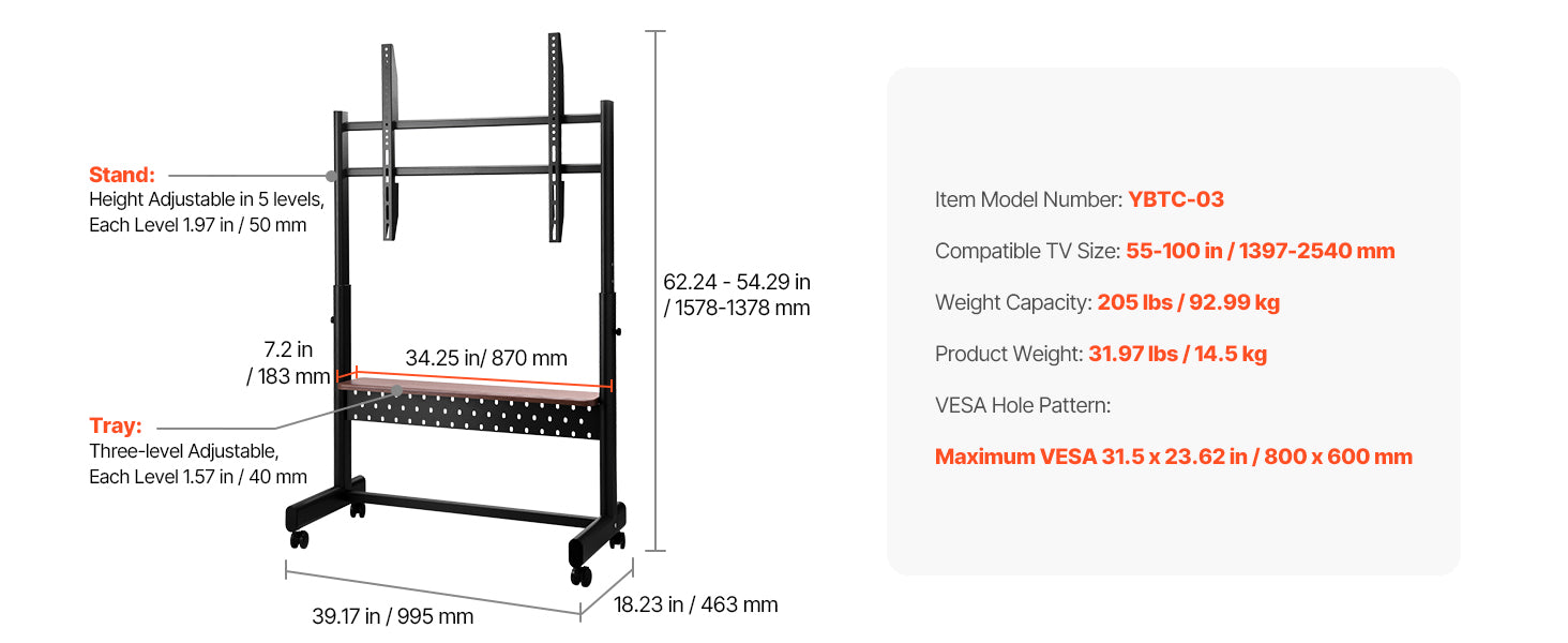 SucceBuy Universal Rolling TV Stand With Steel Frame And Wheels - Mobility Buy