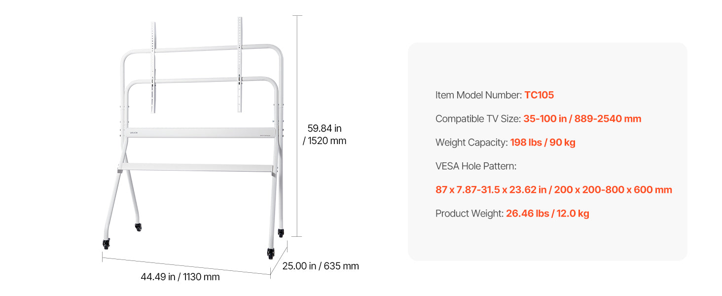 SucceBuy Universal Rolling TV Stand With Steel Frame And Wheels - Mobility Buy