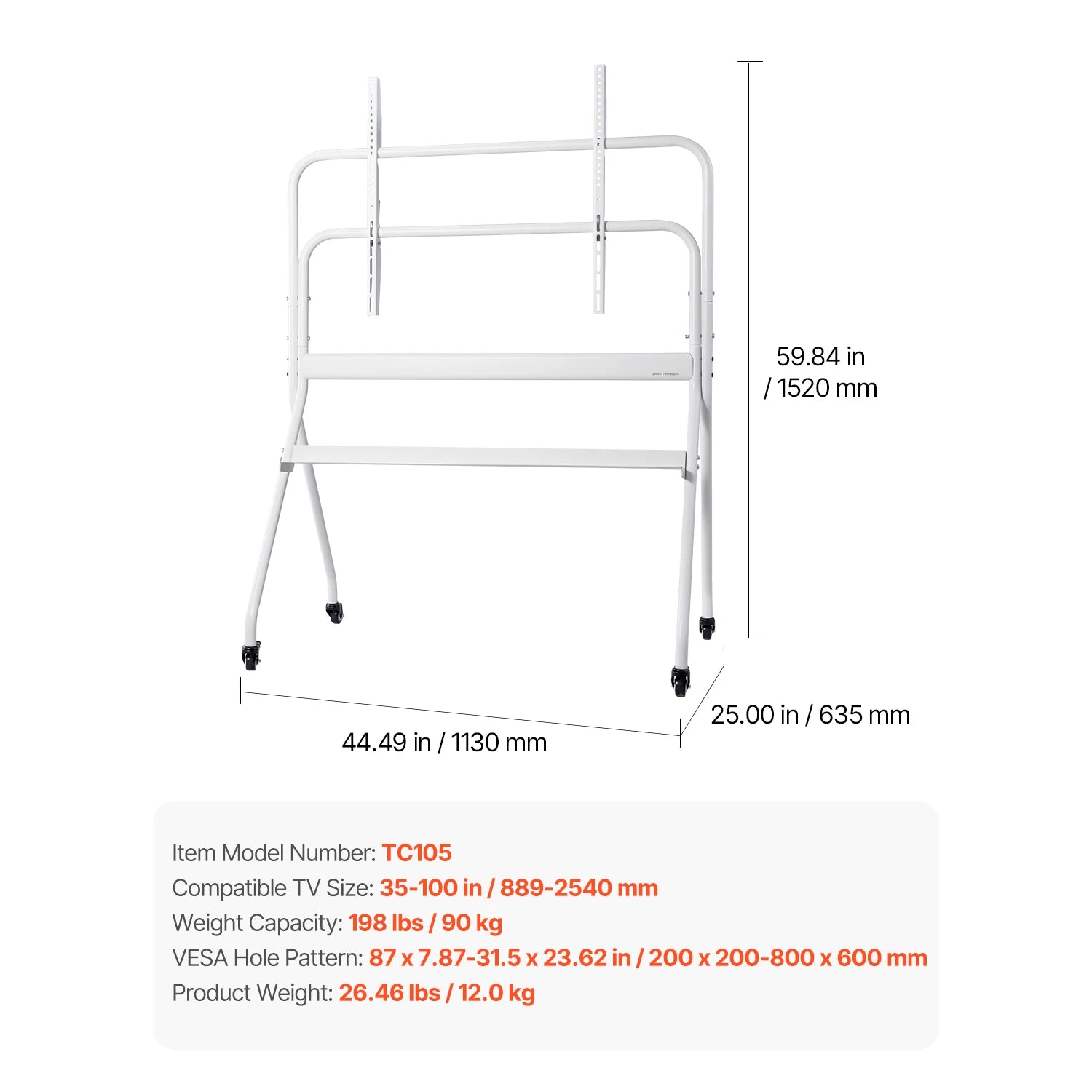 SucceBuy Universal Rolling TV Stand With Steel Frame And Wheels - Mobility Buy
