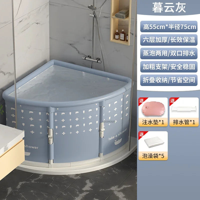 Triangular Foldable Bathtub Seat Portable For Space Saving Adult Spa Steam Sauna - Mobility Buy