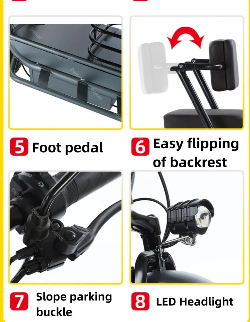 Two Seat Electric Mobility Scooter 800W 48V 3 Wheel Tricycle For Elderly Women - Mobility Buy