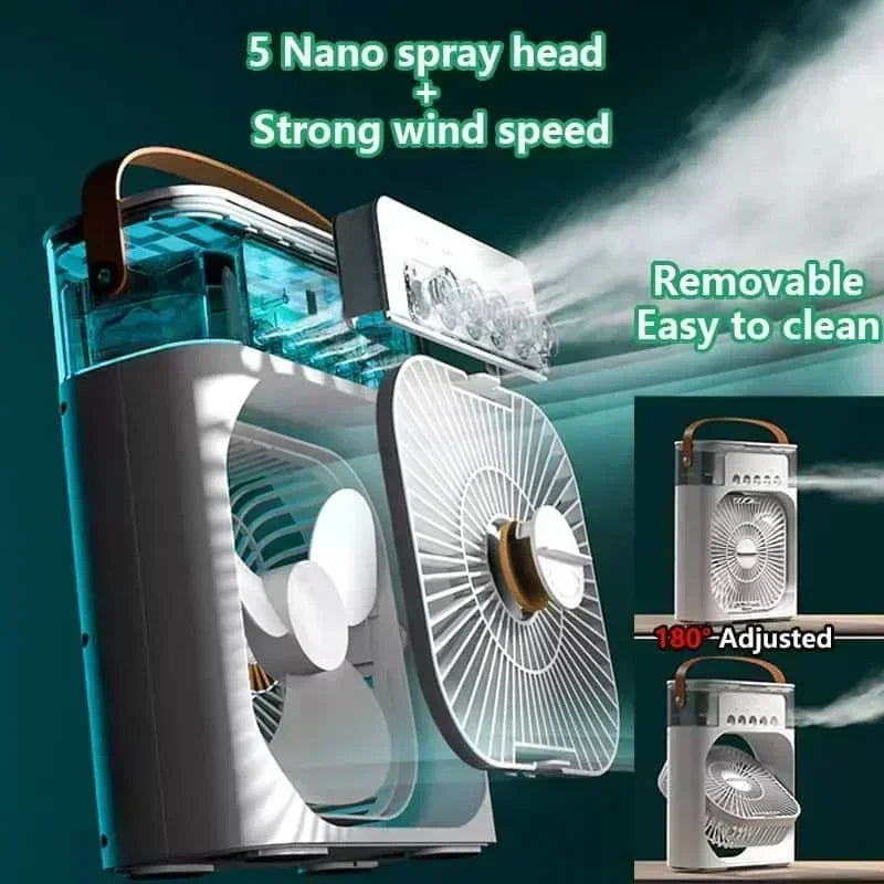 Ultra Cool 3In1 Air Cooler Humidifier Fan With Led Night Light For Desk - Mobility Buy