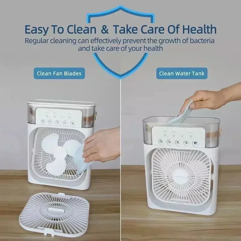 Ultra Cool 3In1 Air Cooler Humidifier Fan With Led Night Light For Desk - Mobility Buy