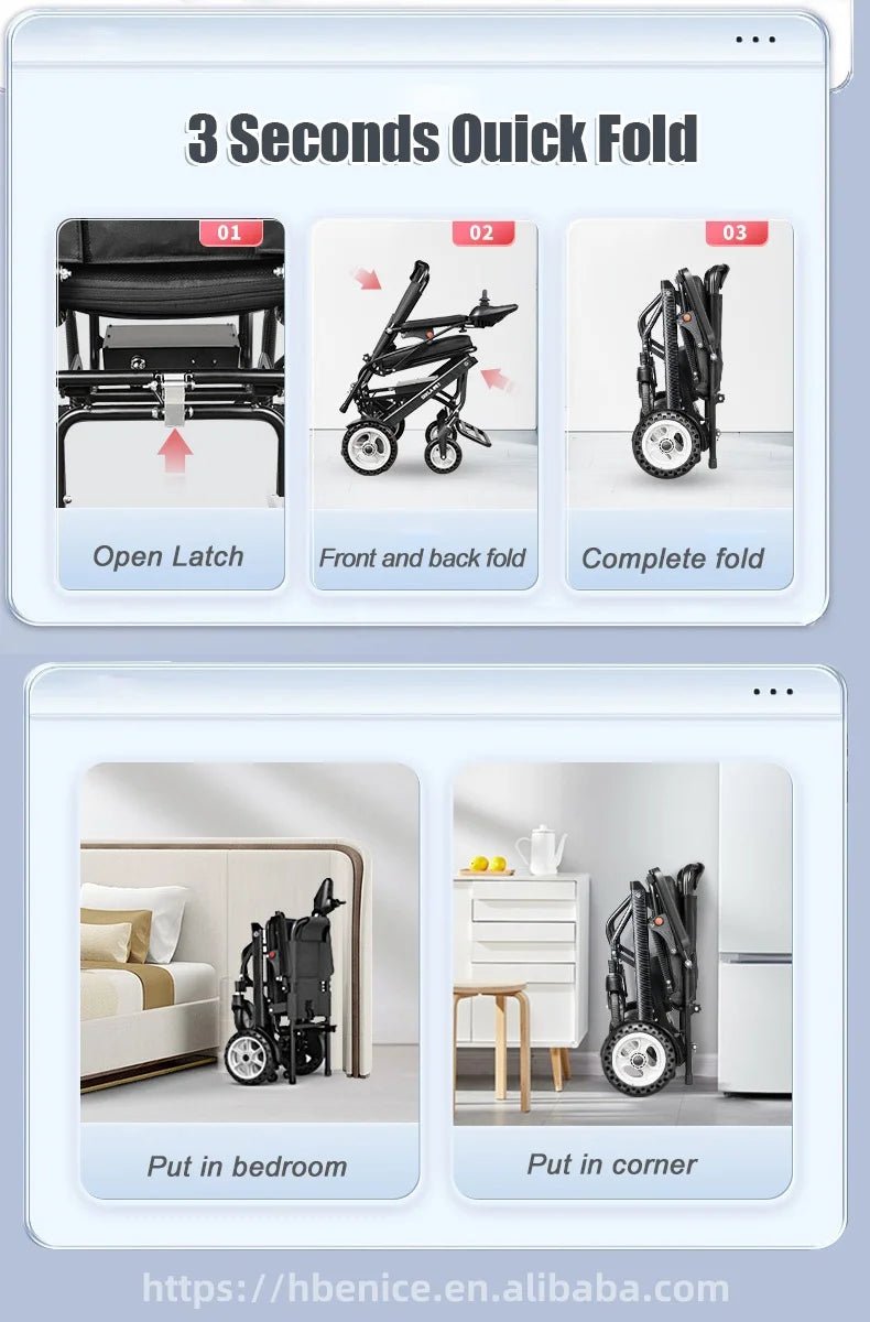Ultra-light Power Electric Wheelchair w Battery Foldable - Mobility Buy