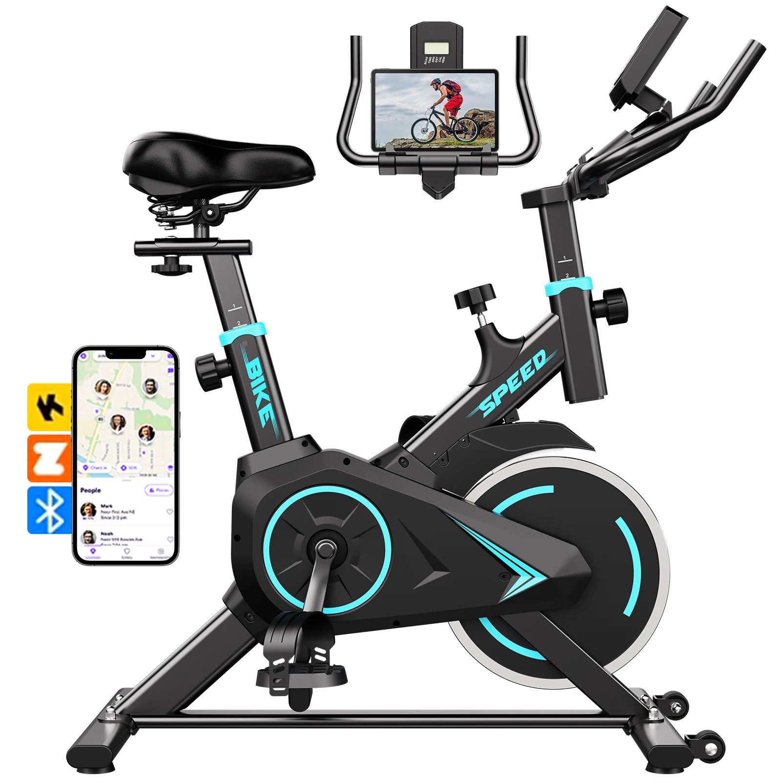 Upright Spin Exercise Bike Silent Air Bike For Home Gym With Zwift App Connected - Mobility Buy