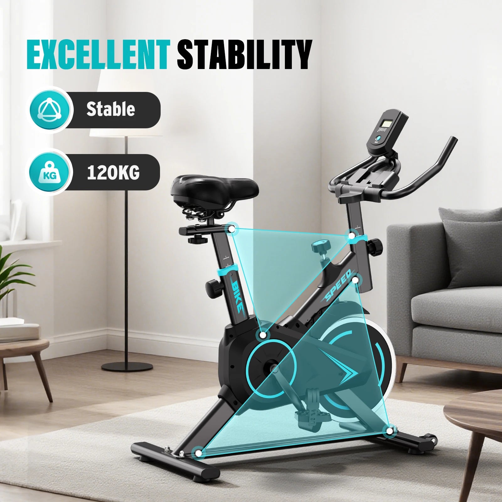 Upright Spin Exercise Bike Silent Air Bike For Home Gym With Zwift App Connected - Mobility Buy
