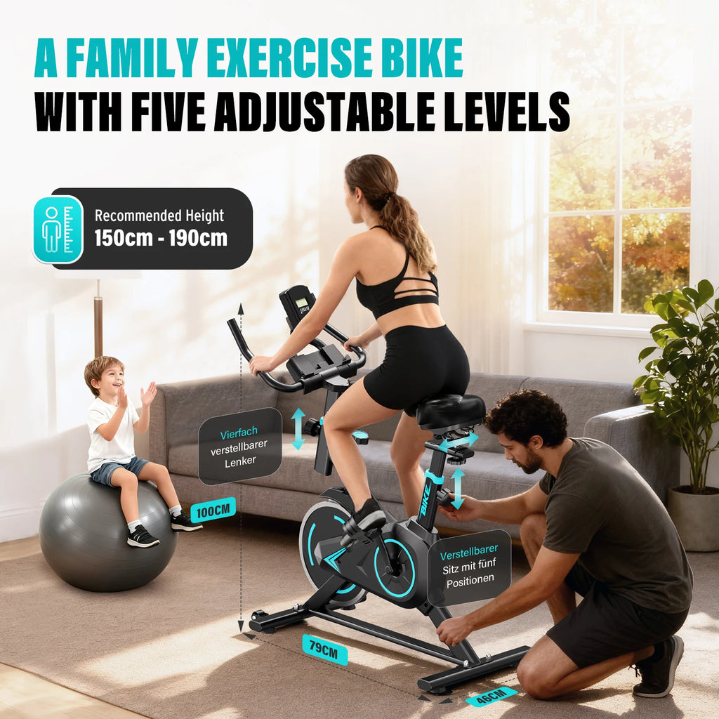 Upright Spin Exercise Bike Silent Air Bike For Home Gym With Zwift App Connected - Mobility Buy