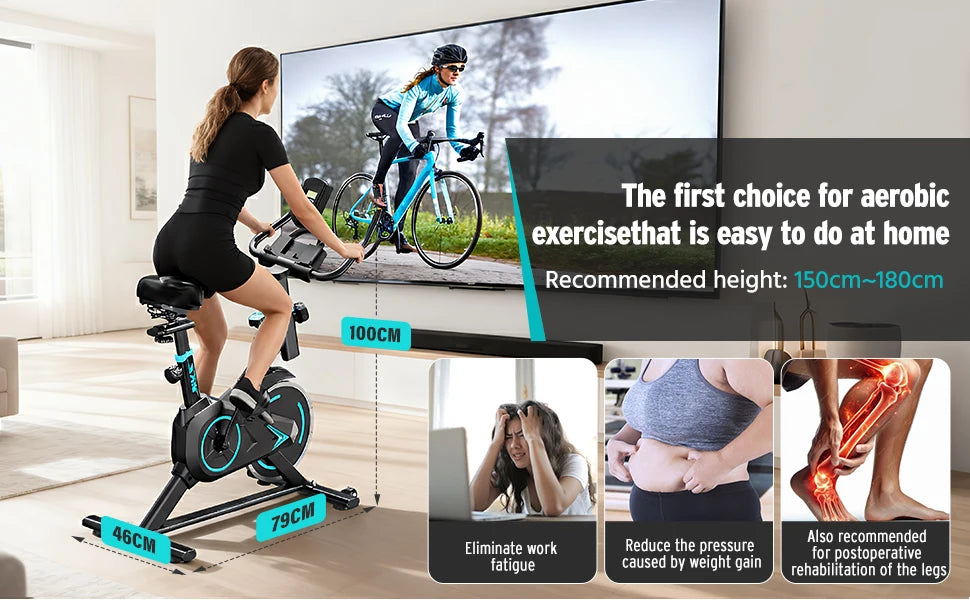 Upright Spin Exercise Bike Silent Air Bike For Home Gym With Zwift App Connected - Mobility Buy