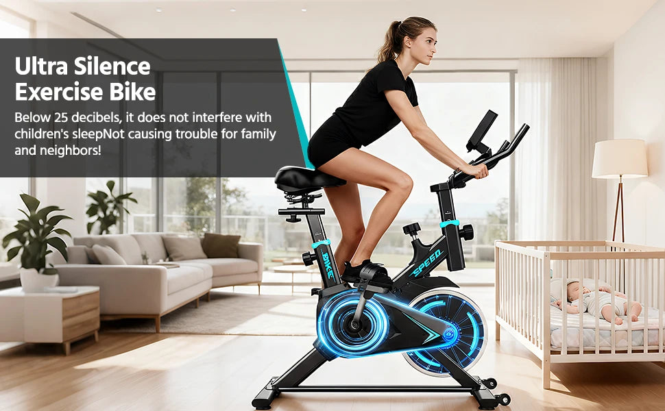 Upright Spin Exercise Bike Silent Air Bike For Home Gym With Zwift App Connected - Mobility Buy