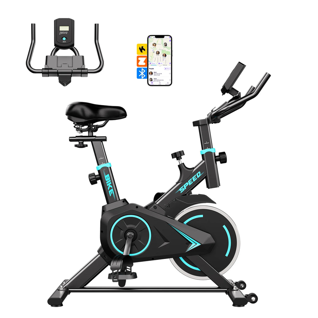 Upright Spin Exercise Bike Silent Air Bike For Home Gym With Zwift App Connected - Mobility Buy
