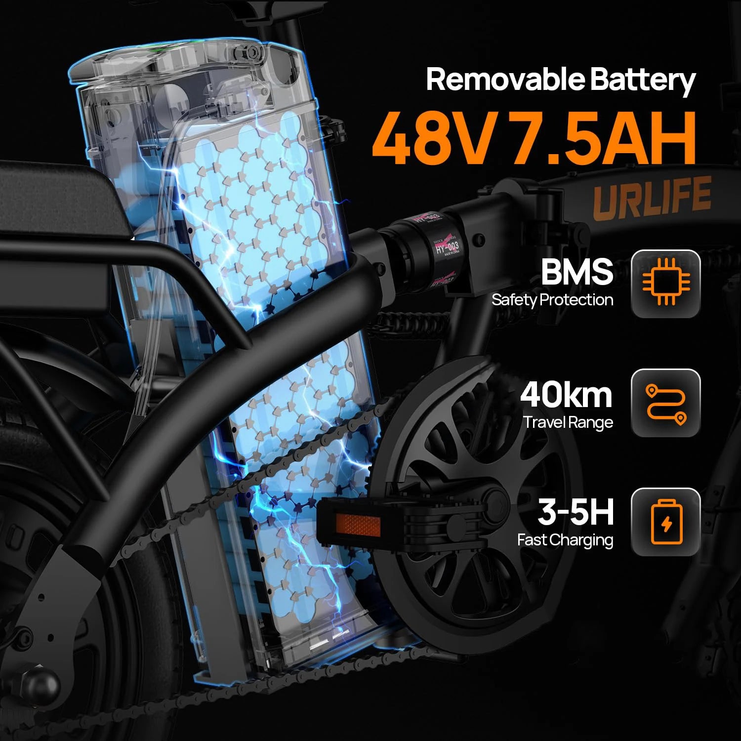 Urlife 14 Inch Folding Ebike 250W 48V 7.5Ah Hydraulic Electric Bicycle - Mobility Buy