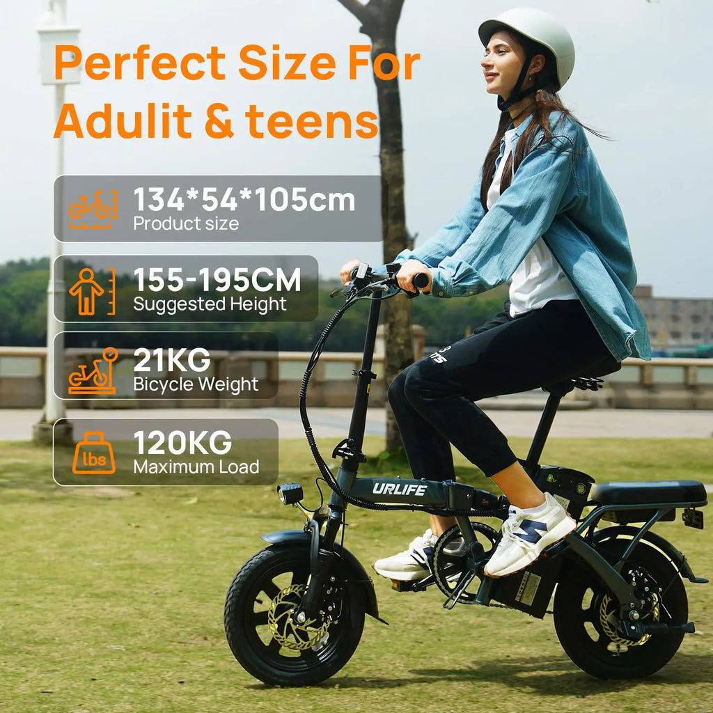 Urlife 14 Inch Folding Ebike 250W 48V 7.5Ah Hydraulic Electric Bicycle - Mobility Buy