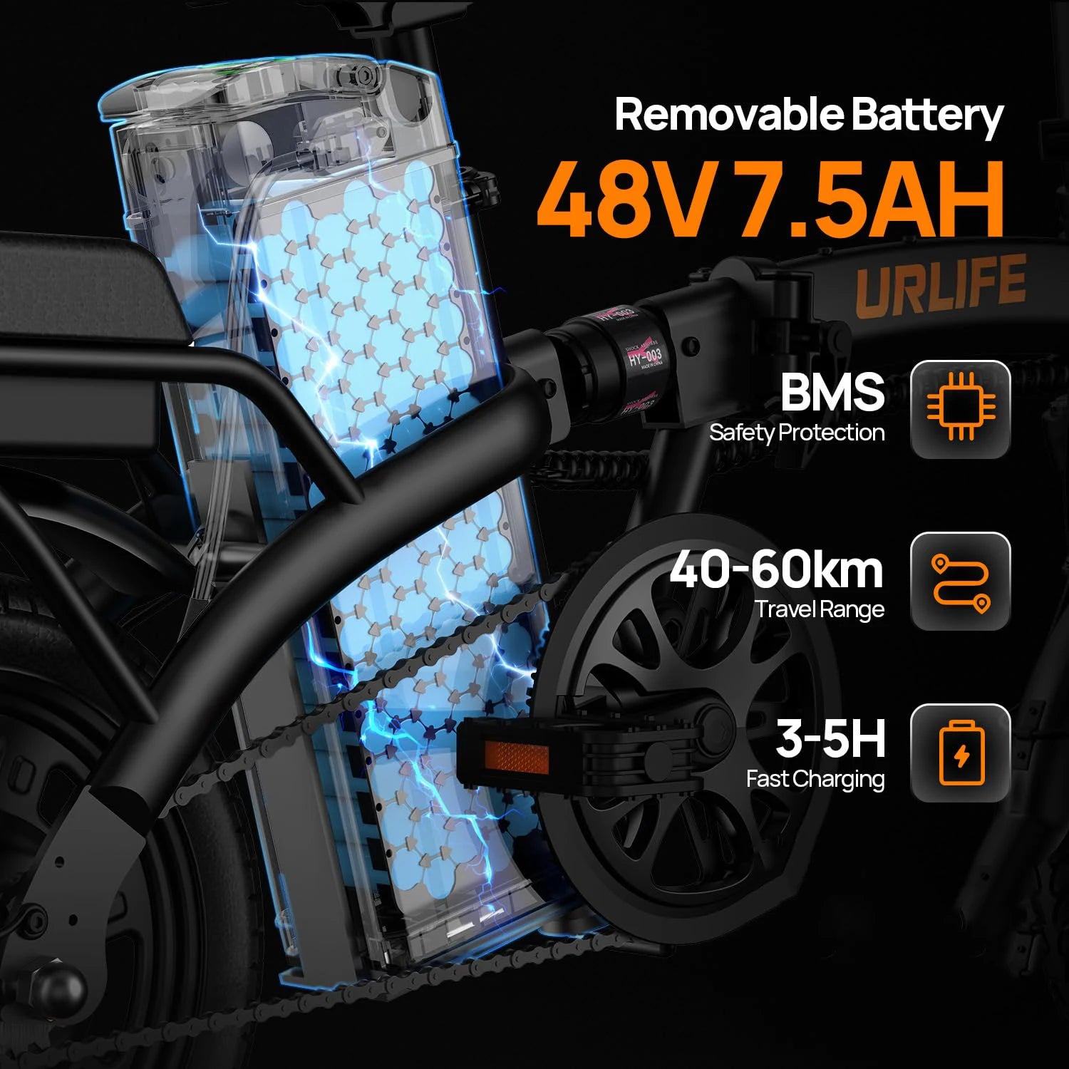 Urlife 14 Inch Folding Ebike 250W 48V 7.5Ah Hydraulic Electric Bicycle - Mobility Buy