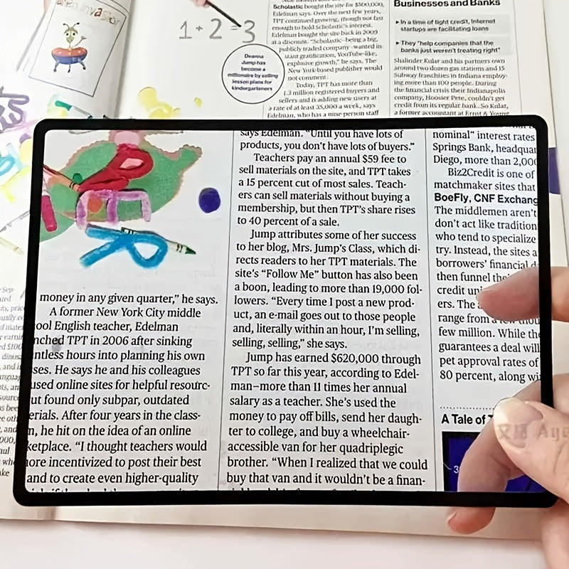 Black Frame Ultra Thin Magnifying Glass A4 Full Page Size