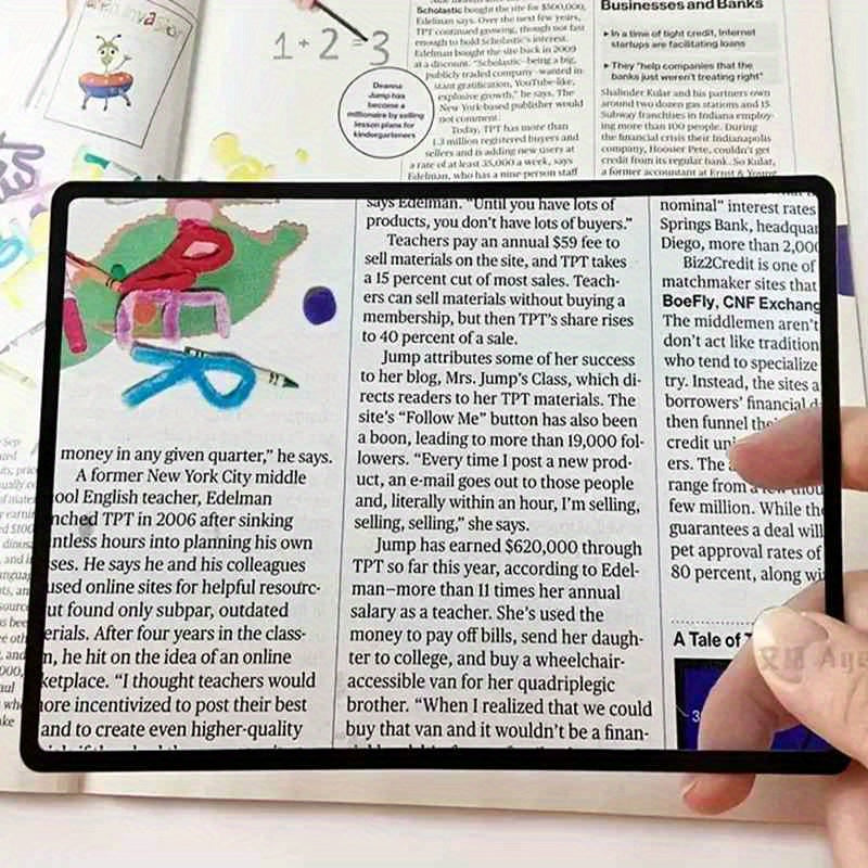 Black Frame Ultra Thin Magnifying Glass A4 Full Page Size