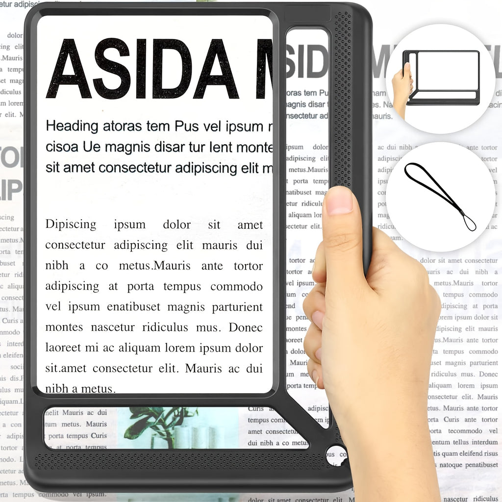 4X Large Magnifying Glass with LED Lights USB Rechargeable, Kandheld Magnifier