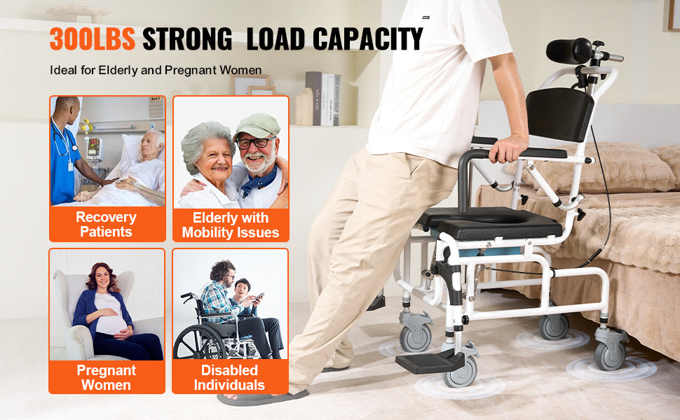 Shower Wheelchair  17.5in Width Bathroom Wheelchair