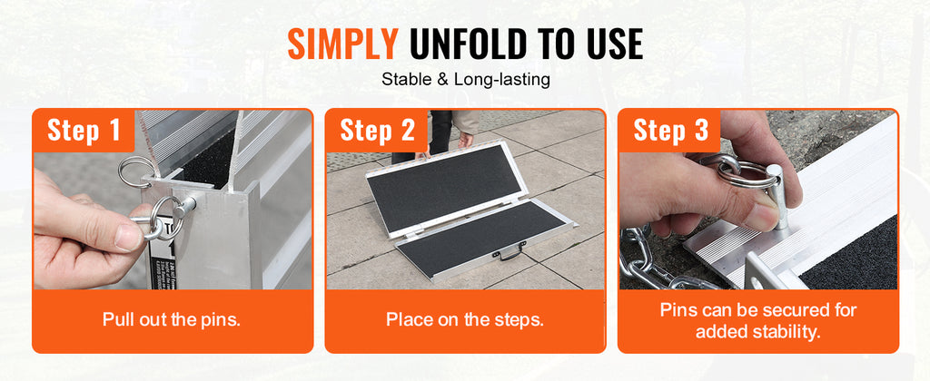 Accessible ramps, stairs, loading and unloading pads, step slope plates, aluminum alloy folding